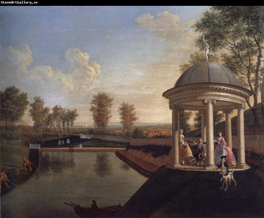 Edward Haytley The Brockman Family and Friends at Beachborough Manor The Temple Pond looking from the Rotunda